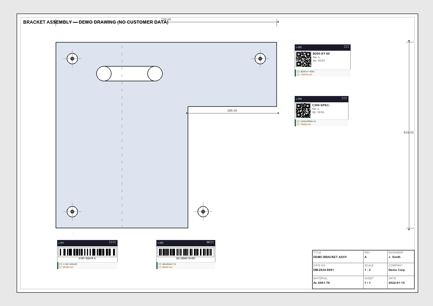 原始 PDF 图纸示例（模拟数据，无真实客户信息）